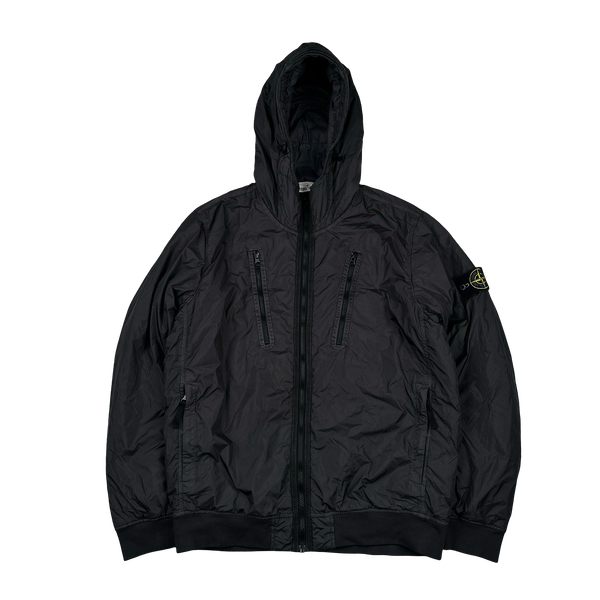 Stone Island 2022 Black Crinkle R-NY Garment Dyed Jacket