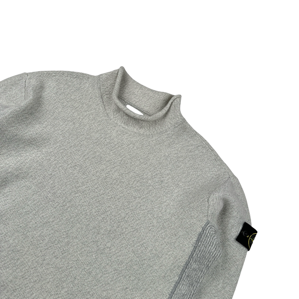 Stone Island 2022 Grey Mock Neck Knit Jumper - Large
