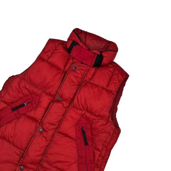 Stone Island 2009 Red Opaque Nylon Tela Down Gilet - Large