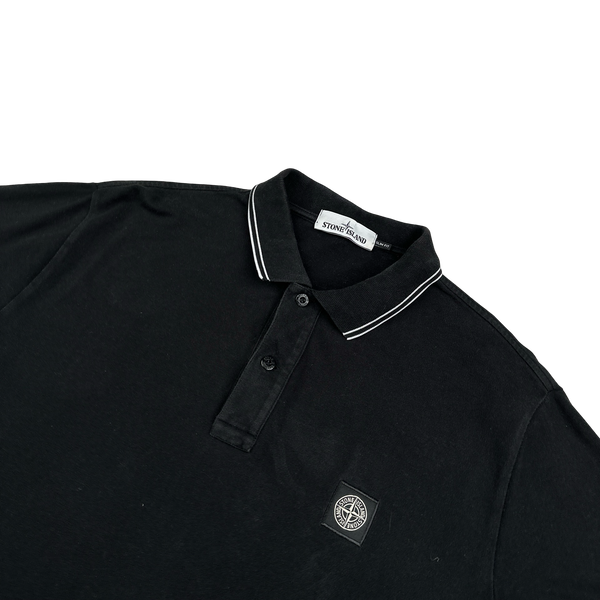 Stone Island 2015 Black Cotton Slim Fit Polo Top - 3XL