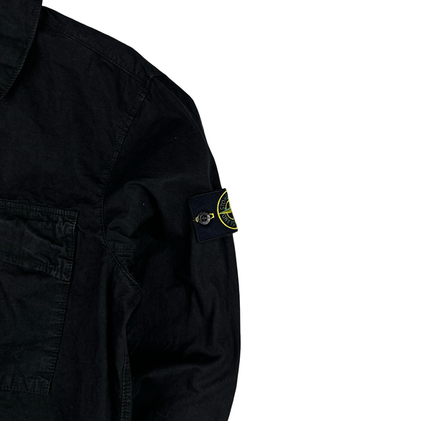 Stone Island 2024 Black Garment Dyed Overshirt - Large