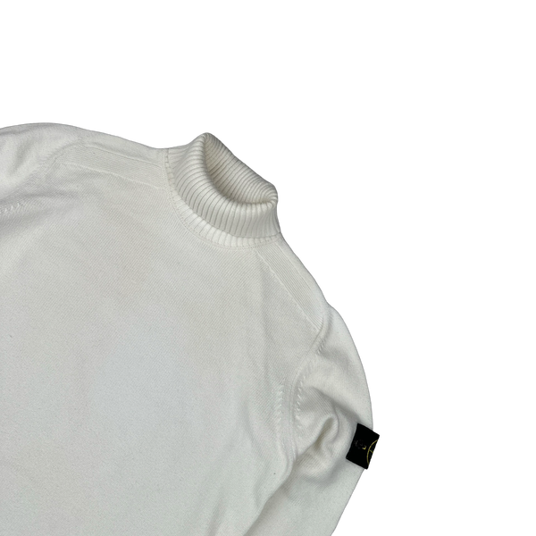 Stone Island 2022 White Ribbed Roll Neck Knit Jumper - XL