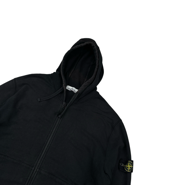 Stone Island 2021 Black Cotton Zipped Hoodie - 3XL