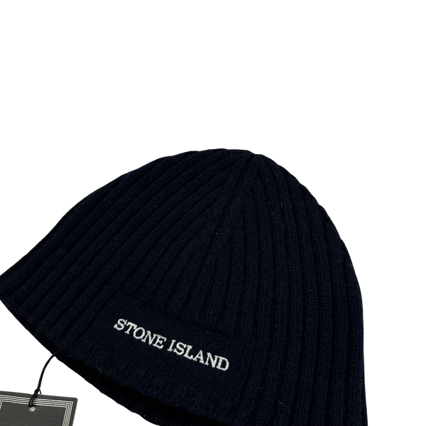 Stone Island 2005 Navy Wool Spellout Beanie