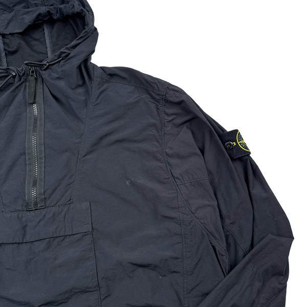 Stone Island 2022 Navy Nylon Quarter Zipped Hooded Smock - Medium