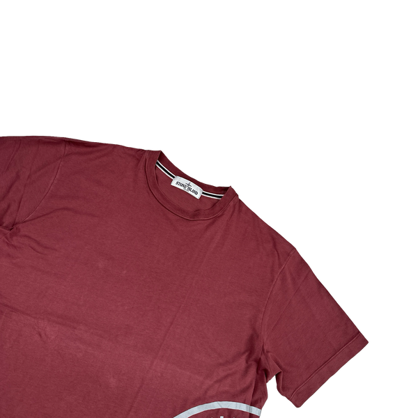 Stone Island 2013 Pink Reflective Compass Cotton T Shirt - XL