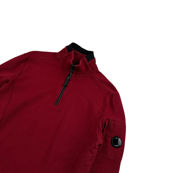 CP Company Red Cotton Lens Viewer Quarter Zip Pullover - Large
