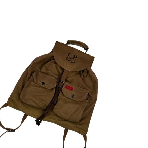 CP Company x Barbour Brown Waxed Spellout Backpack
