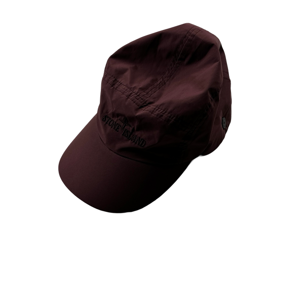 Stone Island 2 In 1 Wine/Orange Fleece Lined Nylon Cap - Large