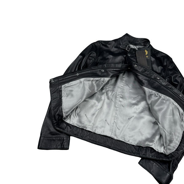 Belstaff Black Multi Pocket Leather Zipped Lightweight Jacket - XL