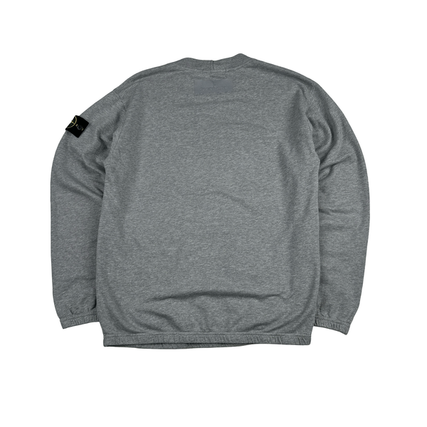 Stone Island 2018 Grey Cotton Reflective Strips Crewneck - Medium