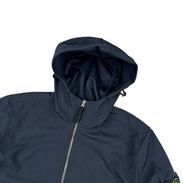 Stone Island 2021 Navy Soft Shell e-Dye Hooded Jacket - Medium