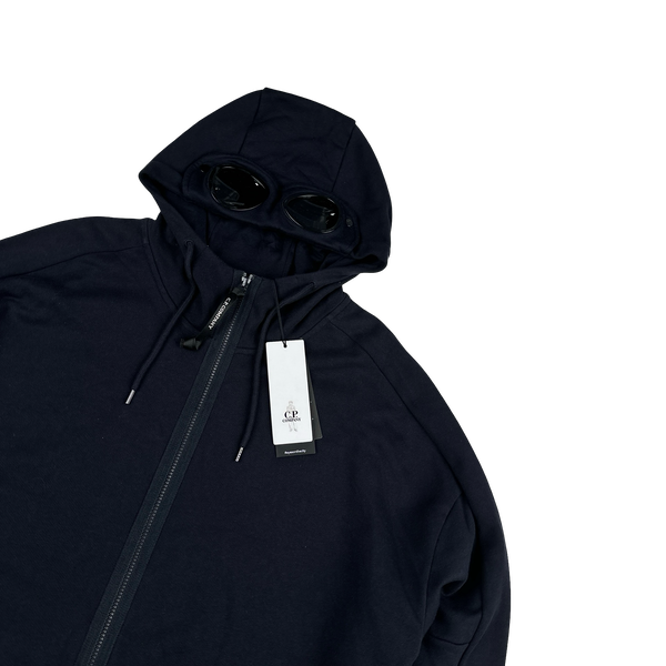 CP Company Navy Goggle Cotton Zip Up Hoodie - 3XL