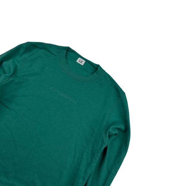 CP Company Teal Spellout Crewneck Sweatshirt - Small