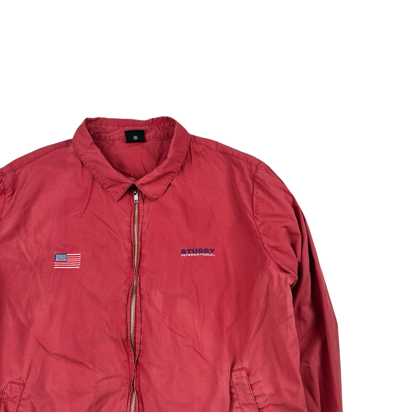 Stussy International Red Collared Bomber Jacket - Large