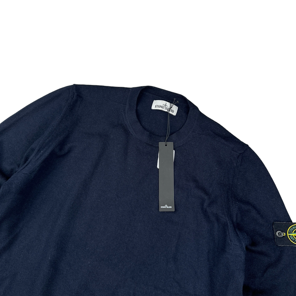 Stone Island 2020 Navy Merino Wool Crewneck Jumper - XL