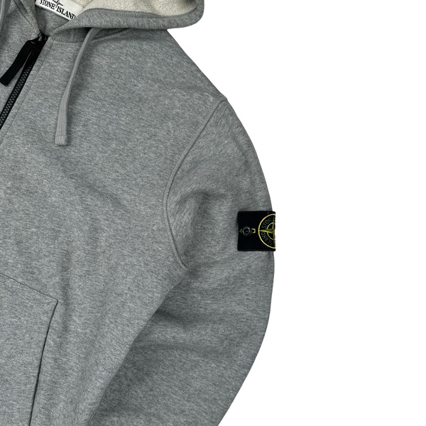 Stone Island 2020 Light Grey Zipped Cotton Hoodie - Large