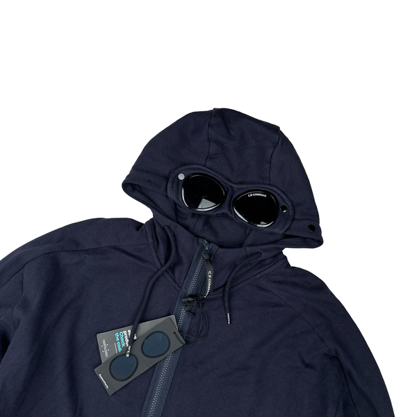 CP Company Navy Cotton Goggle Hoodie - Medium