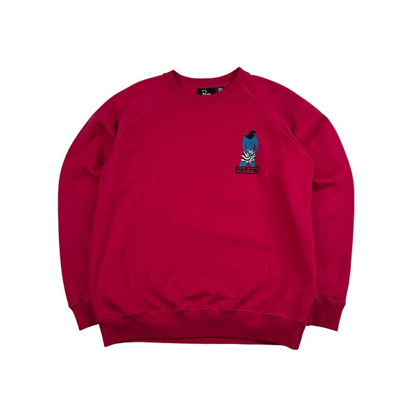 Parra Spellout Graphic Pink Cotton Jumper - Large