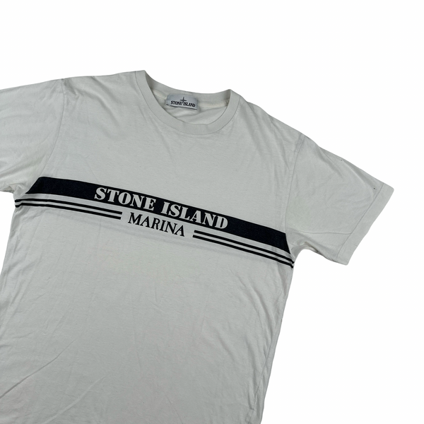 Stone Island 2017 Marina Black Spellout Cotton T Shirt - Large