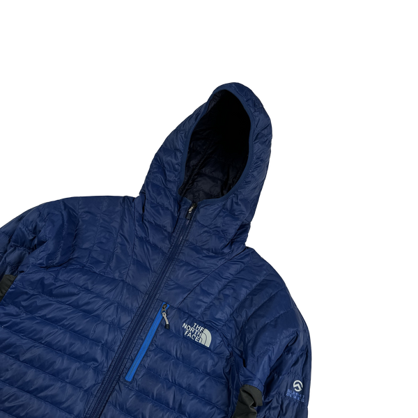 North Face Summit Series Blue Down Filled Lightweight Hooded Jacket - Small