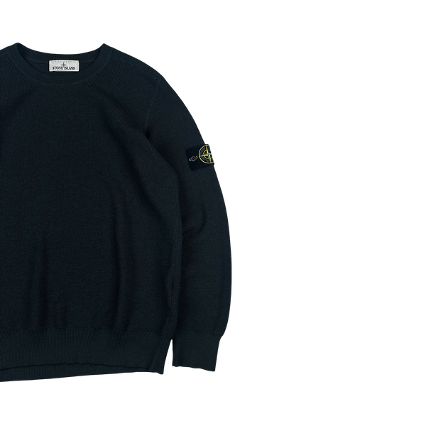 Stone Island 2025 Dark Grey Knitted Wool Jumper - Medium
