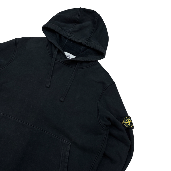 Stone Island 2020 Black Cotton Pullover Hoodie - Large