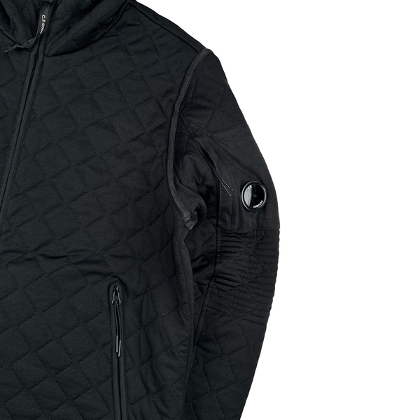 CP Company Black Lens View Diamond Detailing Zip Up Hoodie -  XXL