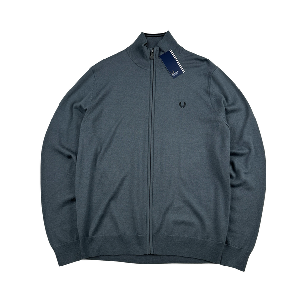 Fred Perry Charcoal Zipped Knit Jumper - Large