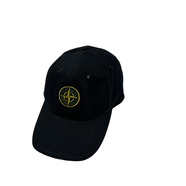 Stone Island 2007 Centre Compass Logo Black Cap - Large