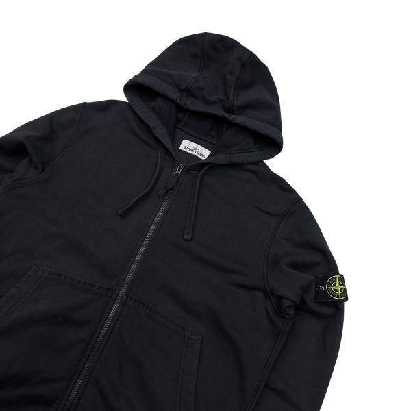 Stone Island 2020 Black Cotton Zipped Hoodie - Large