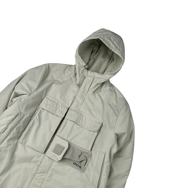 CP Company Cream Fleece Lined Heavyweight Dynatec Metropolis Jacket - Large