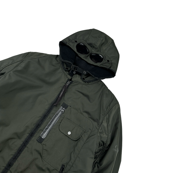 CP Company 2006 Dark Green Multi Pocket Nylon Wool Lined Goggle Jacket - XL