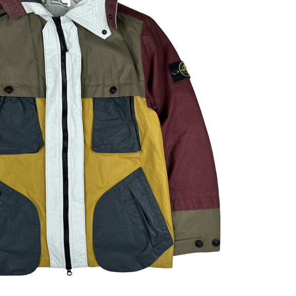 Stone Island 2019 Tela Placcata Resin Coated Bicolore Hooded Jacket - Medium