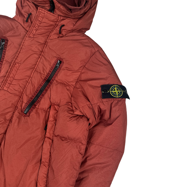 Stone Island 2021 Crinkle Burgundy Down Parker Jacket - Small