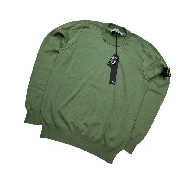 Stone Island 2023 Green Knitted Crewneck - Small