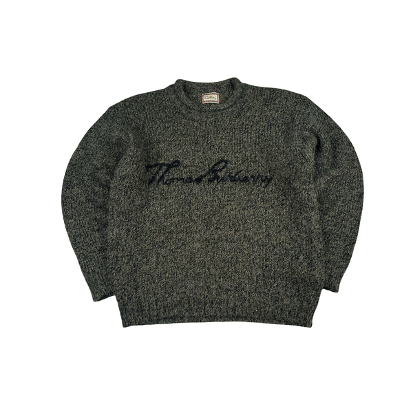 Burberry Green Knitted Spellout Jumper - XL