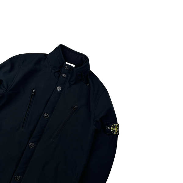 Stone Island Black Soft Shell Fleece Lined Jacket - Small