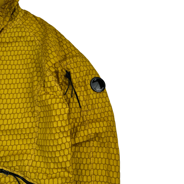CP Company 3D Dark Yellow Air Net Zipped Hooded Jacket - Large