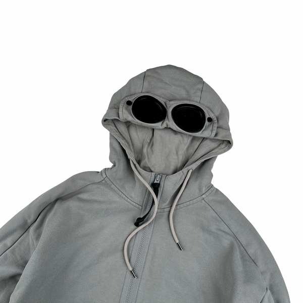 CP Company Grey Cotton Goggle Hoodie - Small