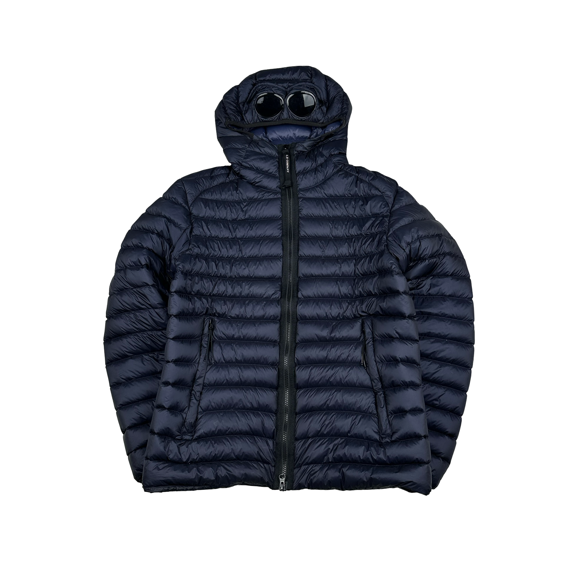 CP Company Navy Down Filled DD Shell Goggle Puffer Jacket - Medium 