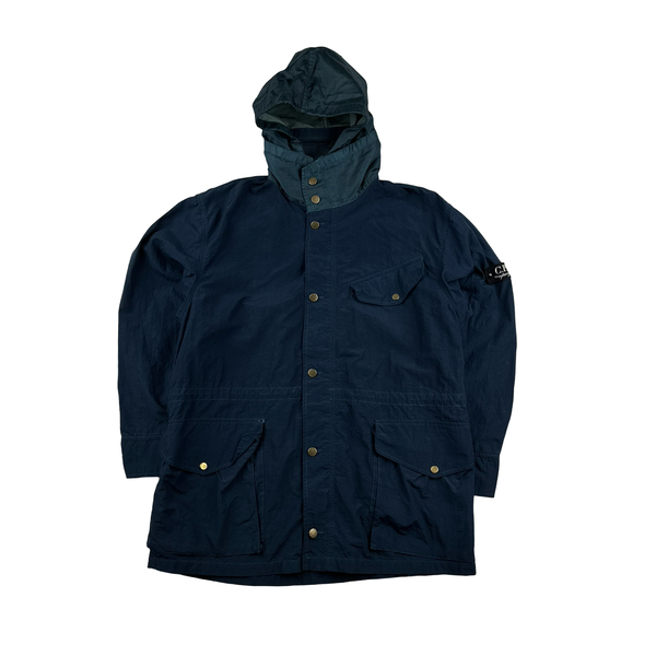 CP Company Vintage Blue Nylon Hood Badge Jacket - Medium