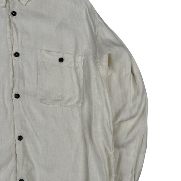 Stone Island Vintage 2001 Linen Longsleeve Buttoned Compass Shirt - XL