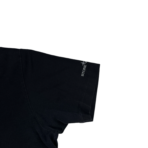 Stone Island 2008 Navy Cotton V Neck Spellout T Shirt - XXL