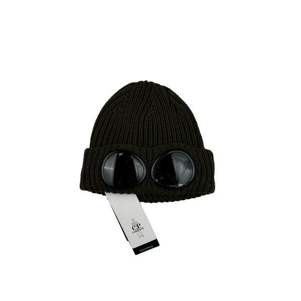 CP Company Khaki Thick Wool Goggle Beanie