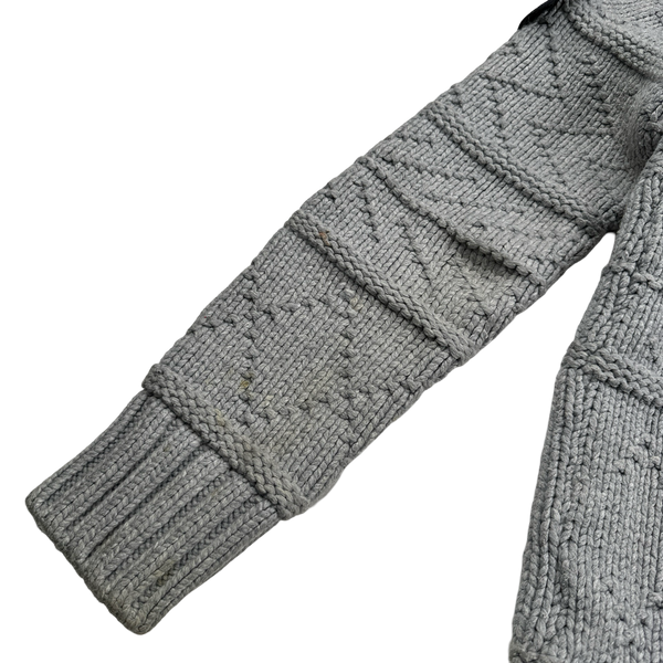 Stone Island 2009 Grey Cotton Detailed Heavy Knit - Small