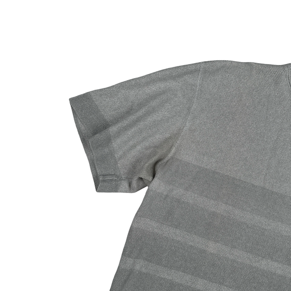 Stone Island Vintage Grey Striped Crewneck Spellout T Shirt - Large