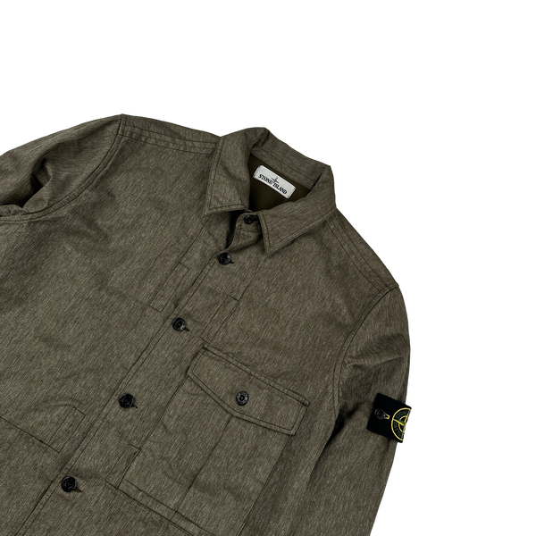 Stone Island 2014 Khaki Resin Coated Cotton Overshirt - Large
