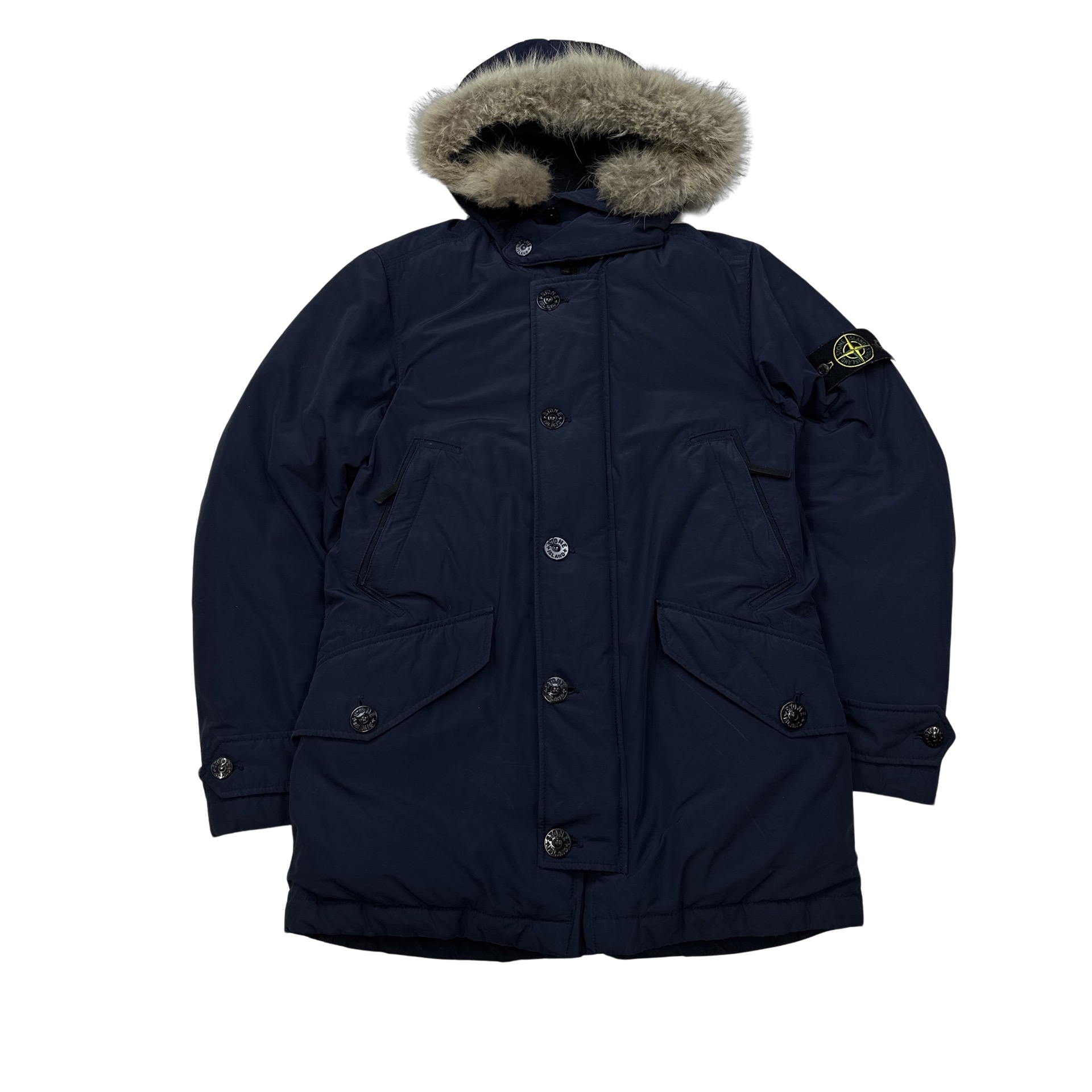 Stone Island Navy Down Filled Micro Reps Parka Jacket Small