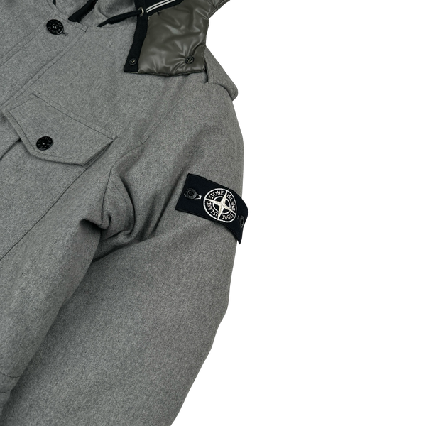 Stone Island 2014 Grey Ice Wool Blend Down Field Jacket - XXL